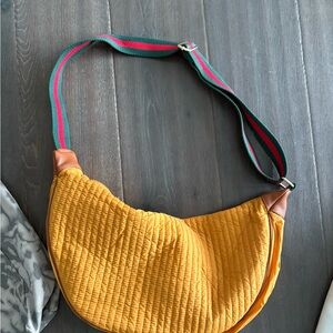 Yellow and Brown Hobo Bag with Textured Design